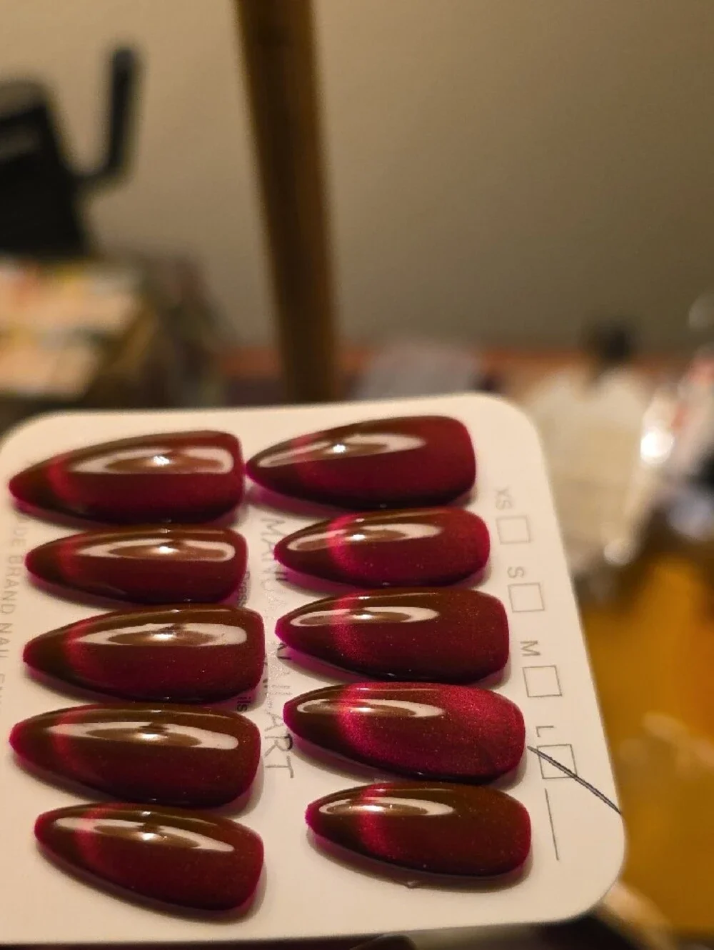 Burgundy Magnetic False Nail Set Size Large